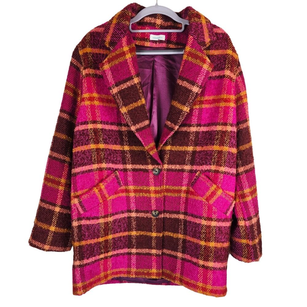 Sundance Pink Yellow Burgundy Wool Blend Lined Winter Warm Women's Jacket M/L